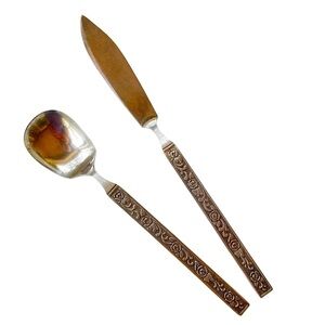 Costellano National Stainless Flatware - Butter Knife & Sugar Spoon - Vtg Japan